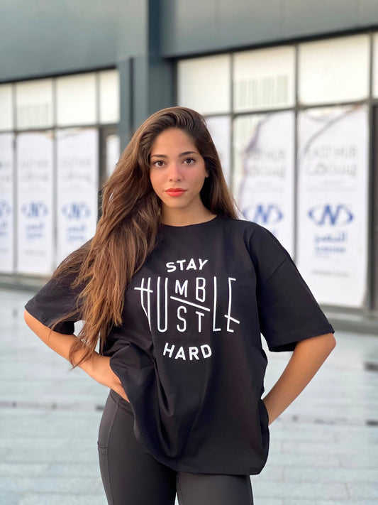 “STAY HUMBLE” OVERSIZED TEE IN BLACK